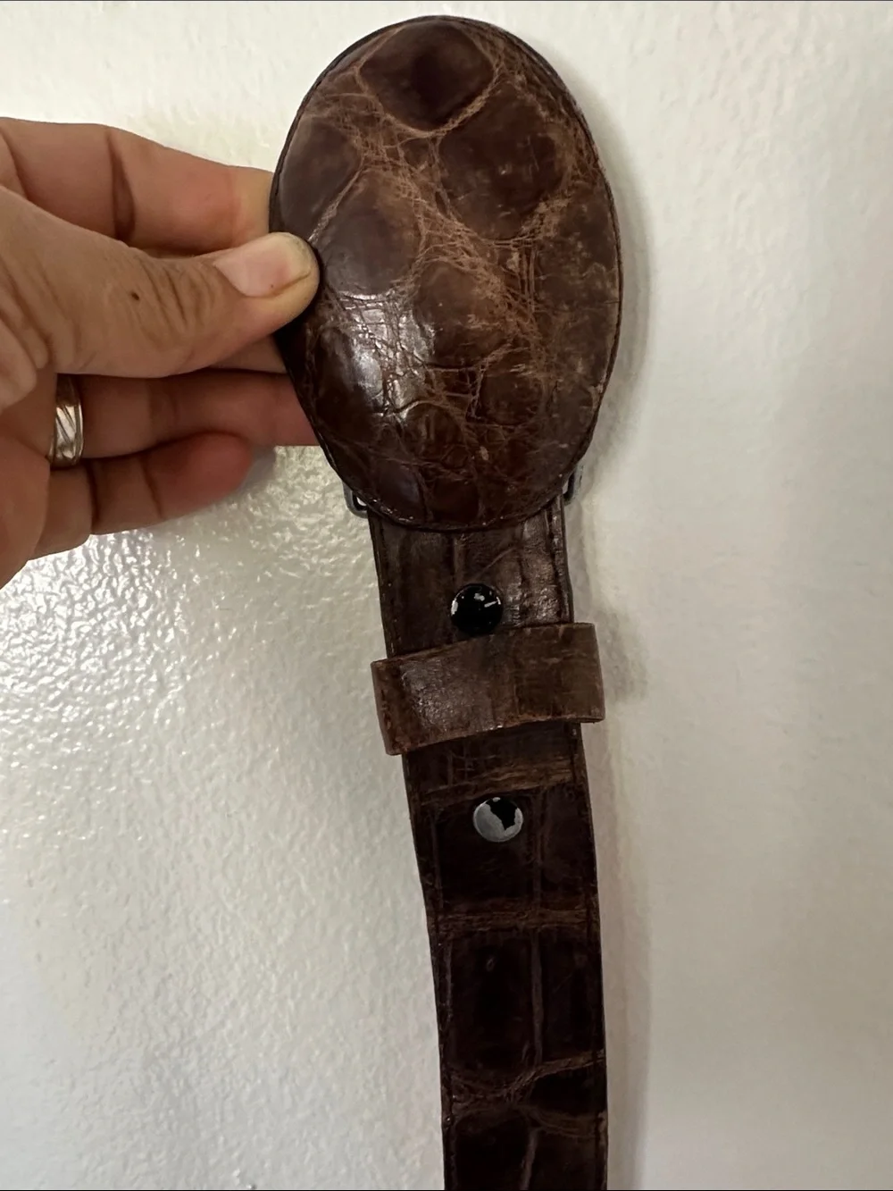 MEXICANA Dark Brown Croc-Embossed Leather Belt size 36